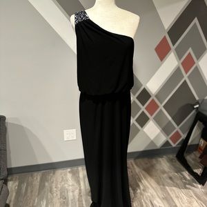 Black one shoulder long formal dress size 14.